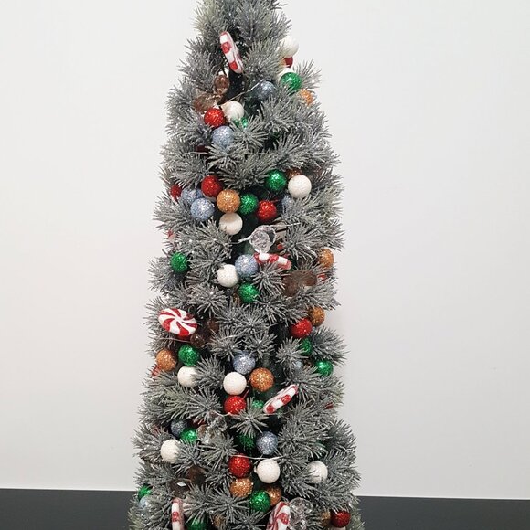 NEW RARE Pottery Barn Large Light Up Peppermint Twist Bauble Tree 9" diam, 24" h - Picture 2 of 6